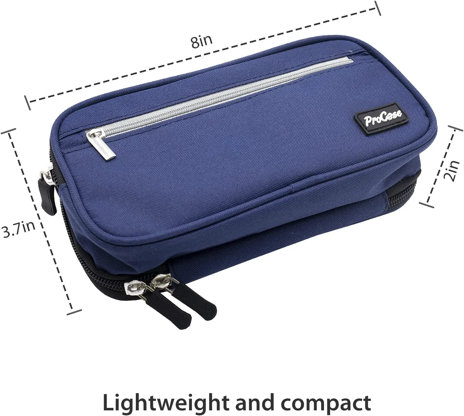 ProCase Pencil Case Pen Bag, Two Layers Big Capacity Pencil Pouch Pen Organizer Durable Stationery Holder for Marker Organization School Supplies Office Storage Desk Organizing