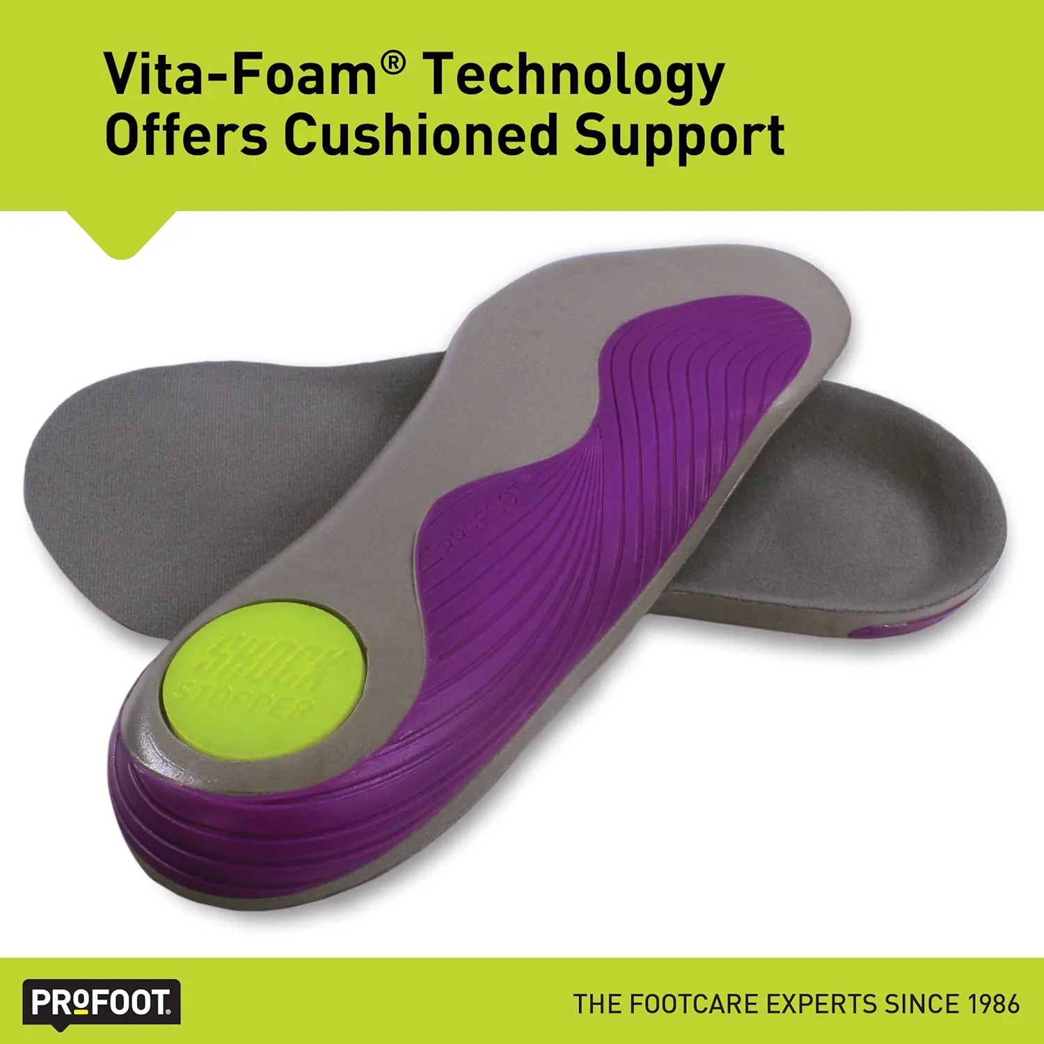 PROFOOT Runner's Knee Orthotic Insole, Women's 6-10, Shock Absorbing Insole for Heel Support, Stabilization and Foot Position Correction, Cushioned Shoe Insole Chondromalacia Support, 1 Pair