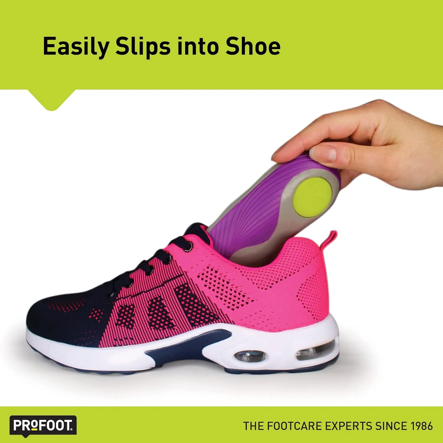 PROFOOT Runner's Knee Orthotic Insole, Women's 6-10, Shock Absorbing Insole for Heel Support, Stabilization and Foot Position Correction, Cushioned Shoe Insole Chondromalacia Support, 1 Pair