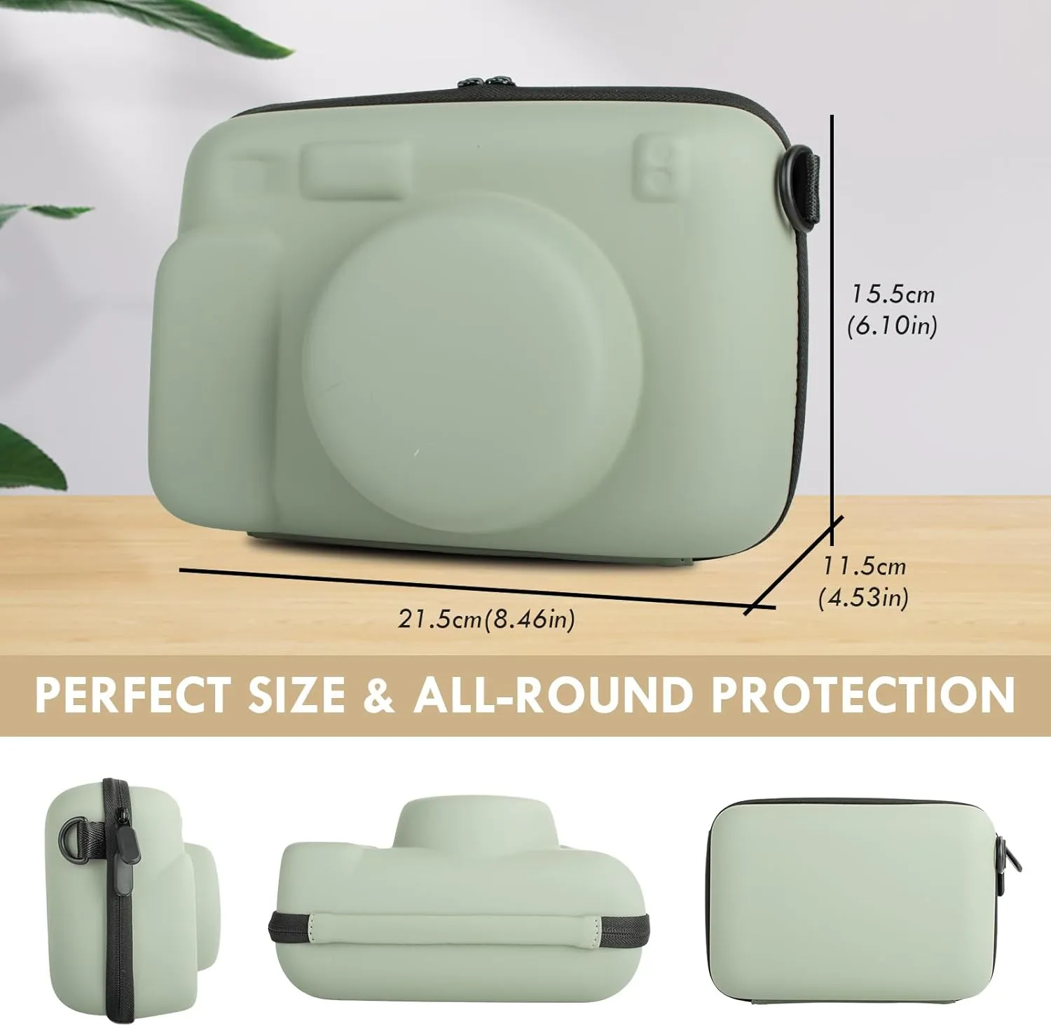 Protective Camera Case Compatible with Fujifilm Instax Wide 400, for Instax WIDE 400/210/300, LOMO Hard EVA Case Bag with Shoulder Strap, Pocket and Magnetic Frames - Green
