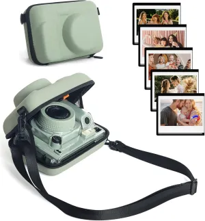 Protective Camera Case Compatible with Fujifilm Instax Wide 400, for Instax WIDE 400/210/300, LOMO Hard EVA Case Bag with Shoulder Strap, Pocket and Magnetic Frames - Green