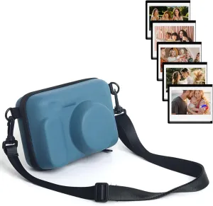 Protective Camera Case Compatible with Fujifilm Instax Wide 400, for Instax WIDE 400/210/300/LOMO Hard EVA Case Bag with Shoulder Strap, Pocket and Magnetic Frames - Blue