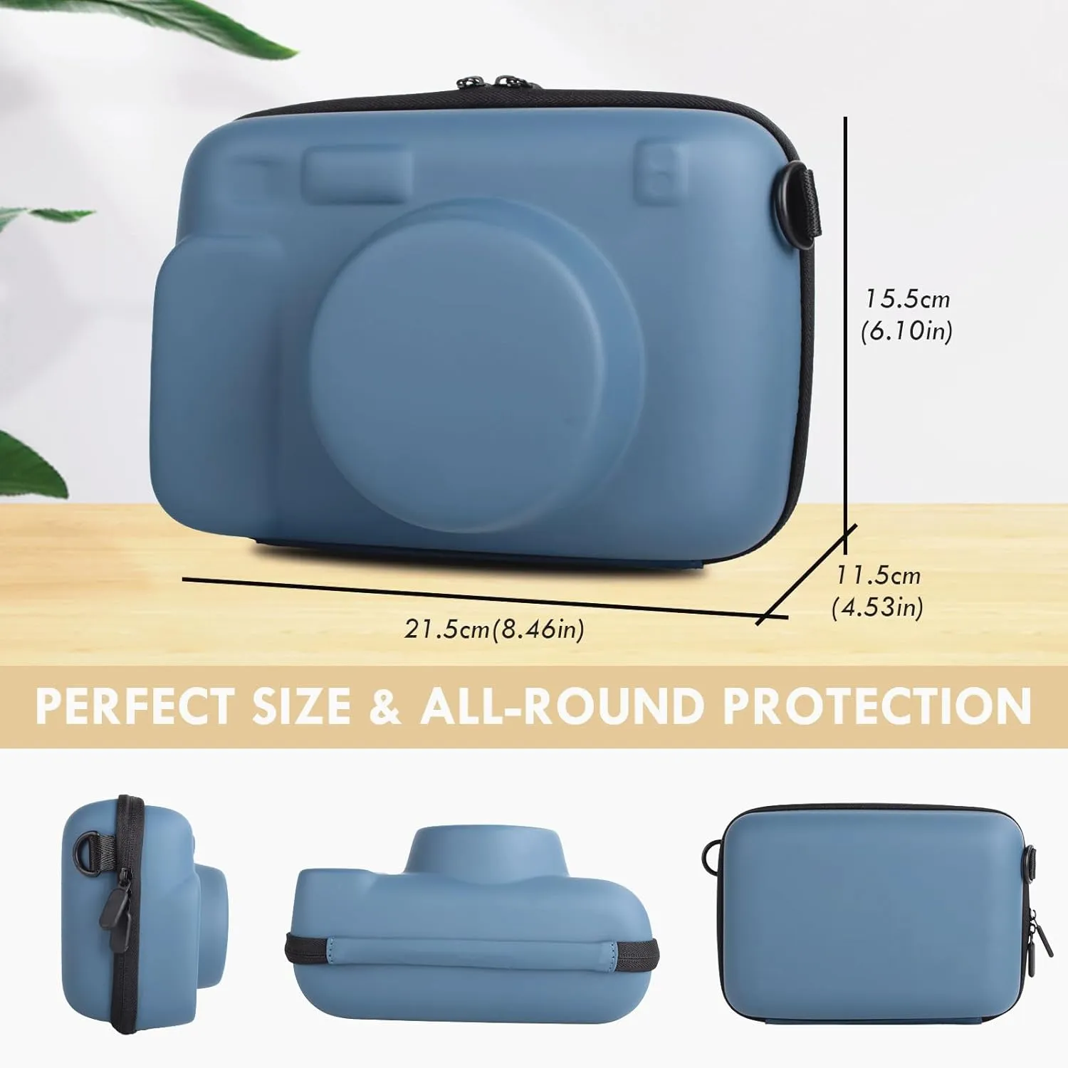 Protective Camera Case Compatible with Fujifilm Instax Wide 400, for Instax WIDE 400/210/300/LOMO Hard EVA Case Bag with Shoulder Strap, Pocket and Magnetic Frames - Blue