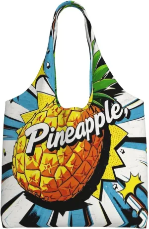 Psych pineapple quote Print Ladies' Single Shoulder Canvas Handbag,Sturdy Cotton Handbag With Patterned Shoulder Bag