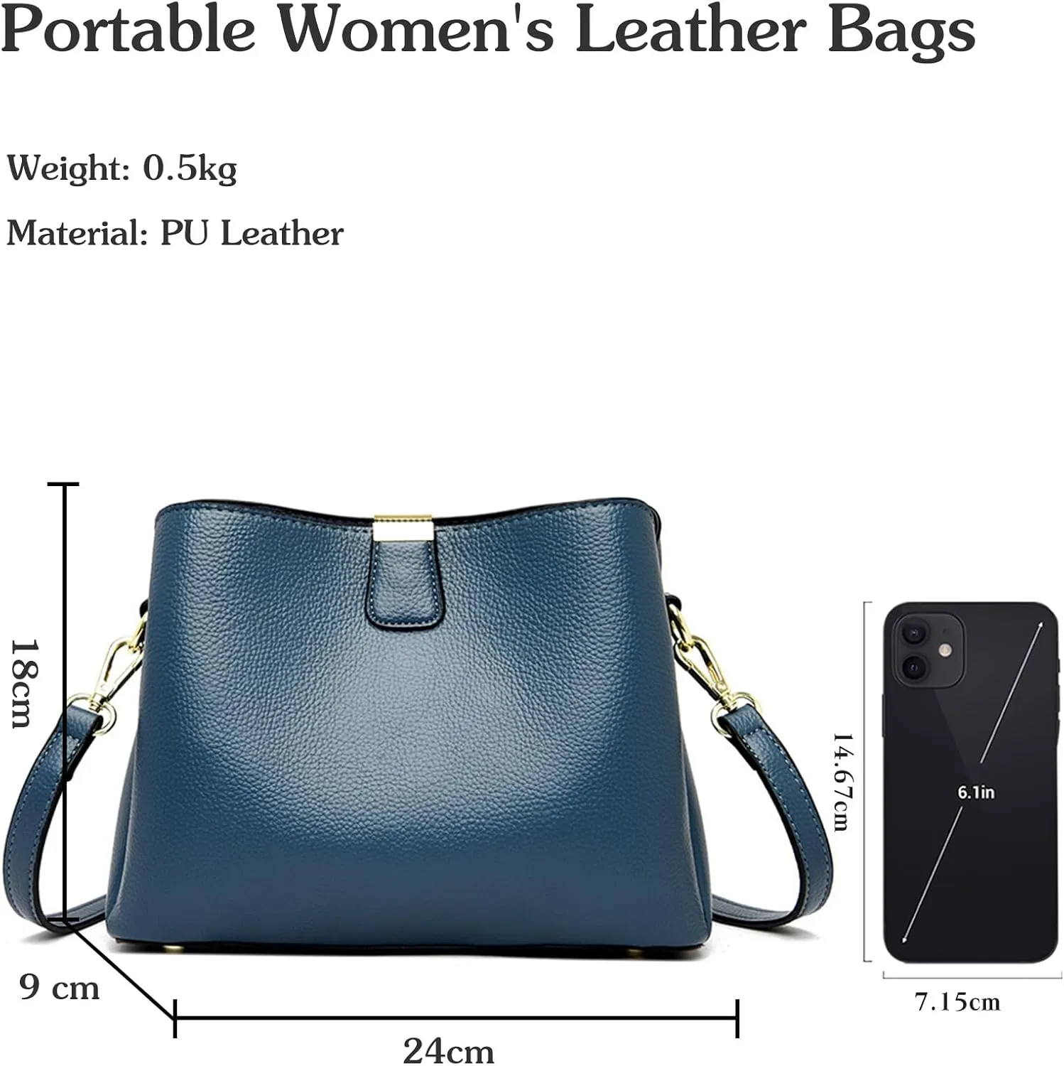 PU Leather Crossbody Bag for Women Elegant Handbag Ladies Shoulder Bag Retro Messenger Bag Waterproof Top-handle Bag