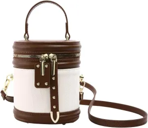 PU Leather Handbag Top Handle Cylinder Bag Crossbody Shoulder Bag for Daily Use