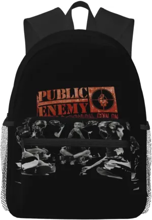 Public Musics Enemy Lightweight Travel Backpack Zipper Student Rucksack Multi-Pocket Laptop Backpack, Black