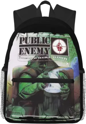Public Musics Enemy Lightweight Travel Backpack Zipper Student Rucksack Multi-Pocket Laptop Backpack, Black