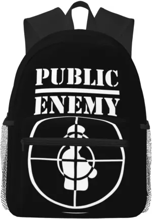 Public Musics Enemy Lightweight Travel Backpack Zipper Student Rucksack Multi-Pocket Laptop Backpack, Black