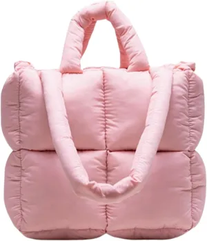 Puffer Tote Bag Women's Glossy Quilted Puffy Tote Bag Down Padded Shoulder Bag Cute Handbag Aesthetic Handbag