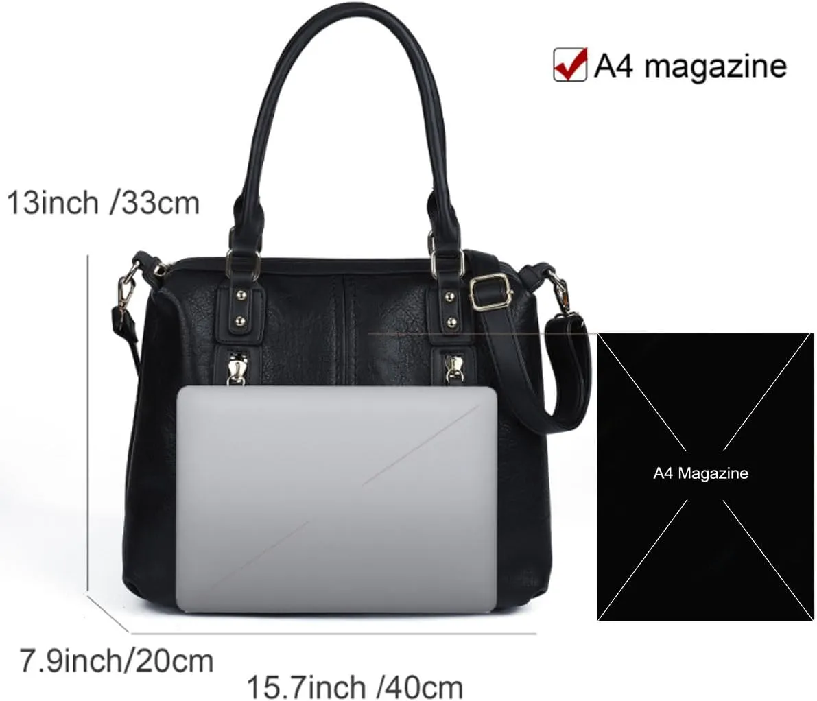 Purses and Handbags for Women PU Leather Fashion Tote Bag Large Shoulder Bag Top Handle Satchel Purse Set 2pcs