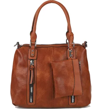 Purses and Handbags for Women PU Leather Fashion Tote Bag Large Shoulder Bag Top Handle Satchel Purse Set 2pcs