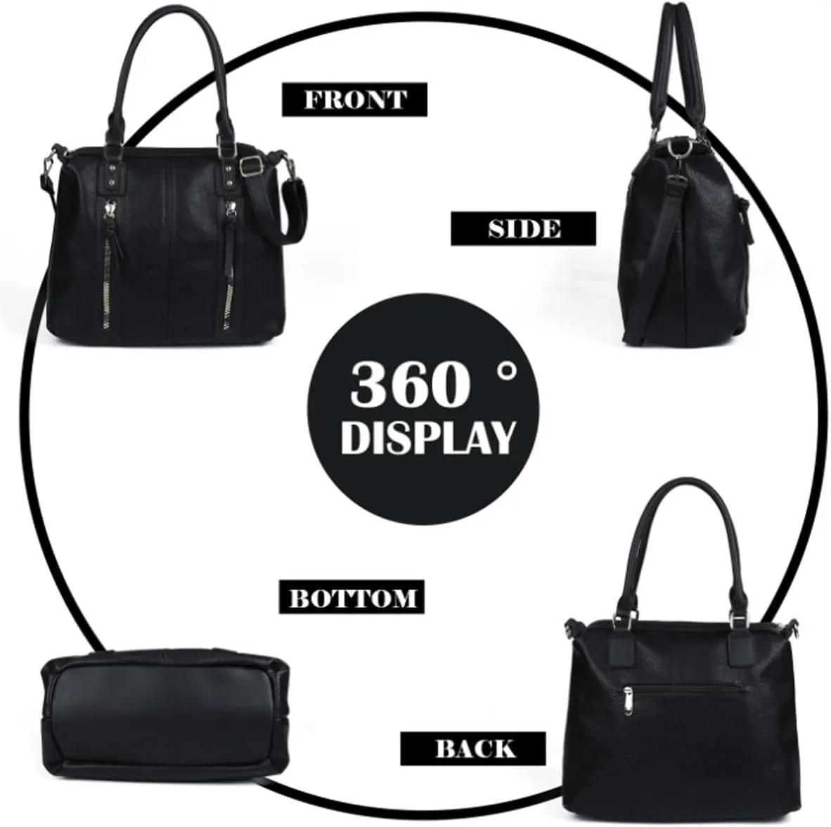 Purses and Handbags for Women PU Leather Fashion Tote Bag Large Shoulder Bag Top Handle Satchel Purse Set 2pcs