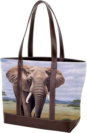Purses for Women,Tote Bag for Women,Handbags for Women,African Grassland Elephant Animal