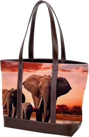 Purses for Women,Tote Bag for Women,Handbags for Women,African Grassland Elephant Family