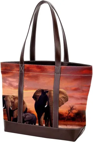 Purses for Women,Tote Bag for Women,Handbags for Women,African Grassland Elephant Family