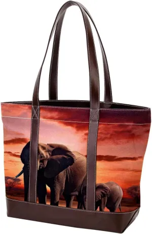 Purses for Women,Tote Bag for Women,Handbags for Women,African Grassland Elephant Family