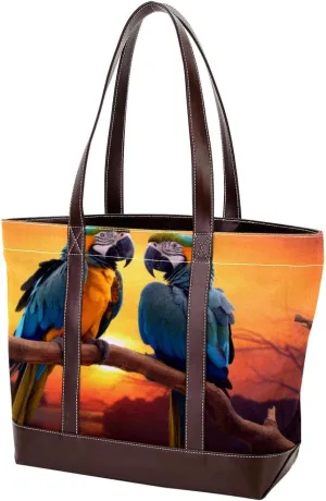 Purses for Women,Tote Bag for Women,Handbags for Women,African Grassland Sunset Parrot