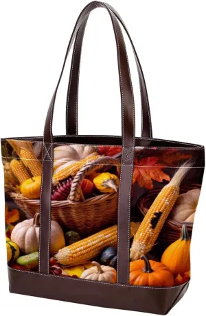 Purses for Women,Tote Bag for Women,Handbags for Women,Autumn Pumpkin Fall Leaves