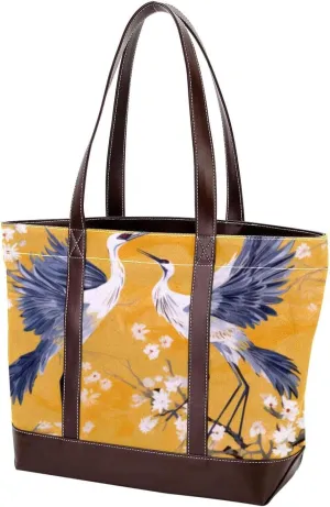 Purses for Women,Tote Bag for Women,Handbags for Women,Bird and Flower Crane