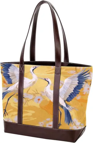 Purses for Women,Tote Bag for Women,Handbags for Women,Bird and Flower Crane