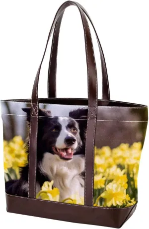 Purses for Women,Tote Bag for Women,Handbags for Women,Border Collie Dog Outdoors
