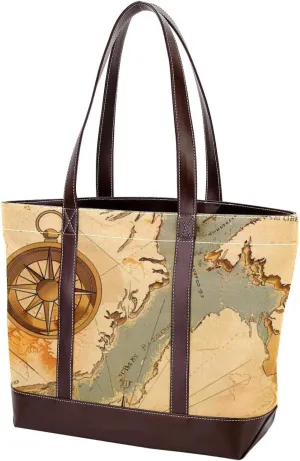 Purses for Women,Tote Bag for Women,Handbags for Women,Compass and Nautical Map