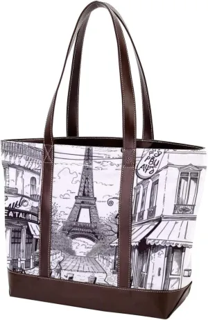 Purses for Women,Tote Bag for Women,Handbags for Women,Eiffel Tower Vintage Newspaper