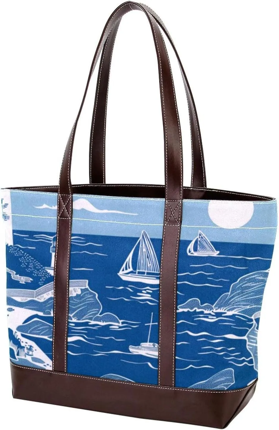 Purses for Women,Tote Bag for Women,Handbags for Women,Sea Pattern Lighthouse Ship