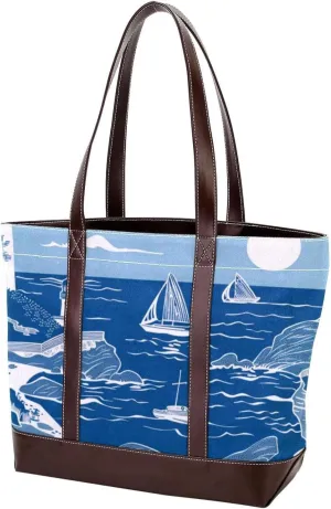Purses for Women,Tote Bag for Women,Handbags for Women,Sea Pattern Lighthouse Ship