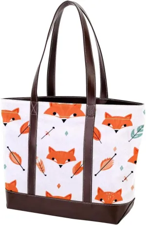 Purses for Women,Tote Bag for Women,Handbags for Women,Vector Pattern with Foxes and Arrows