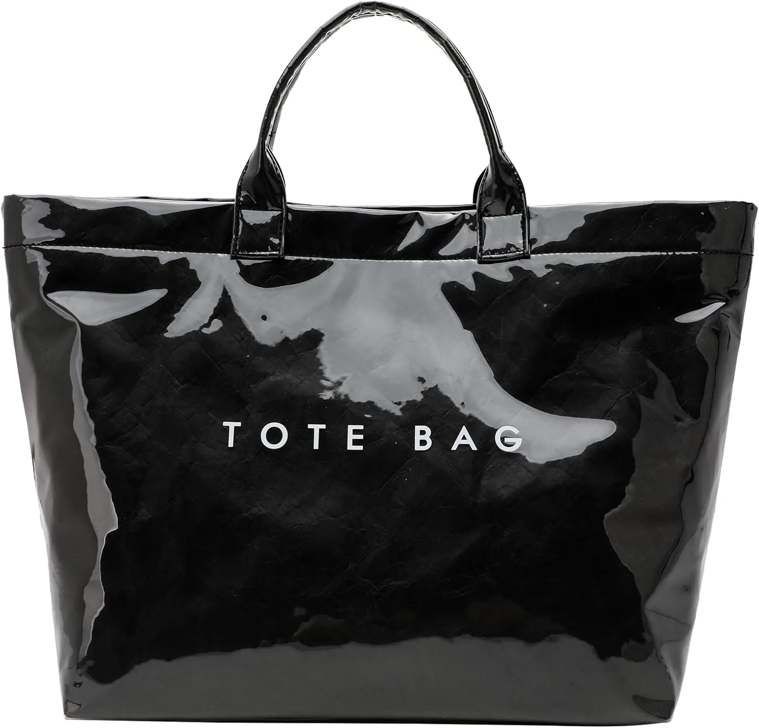 PVC Clear Tote Bag for Women, Large Plastic Tote Beach Bag, Kraft Paper Hobo Handbag Purse with Top Handle