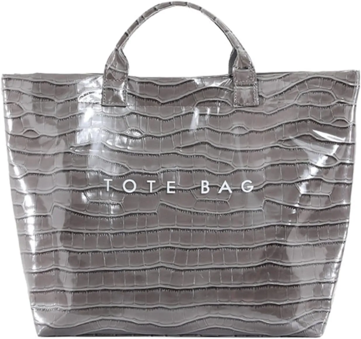 PVC Surface Women Tote Bag, PU Leather Tote Purses for Ladies, Top Handle Letter Printed Hobo Bags
