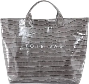 PVC Surface Women Tote Bag, PU Leather Tote Purses for Ladies, Top Handle Letter Printed Hobo Bags