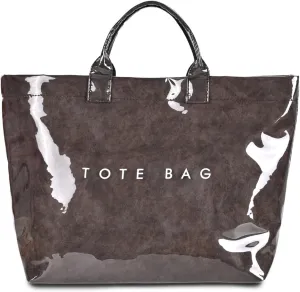 PVC Tote Bag for Women Large Capacity Fashion Kraft Paper Tote Bags with Letter Print Work Tote Bag Shopping Hobo Bag
