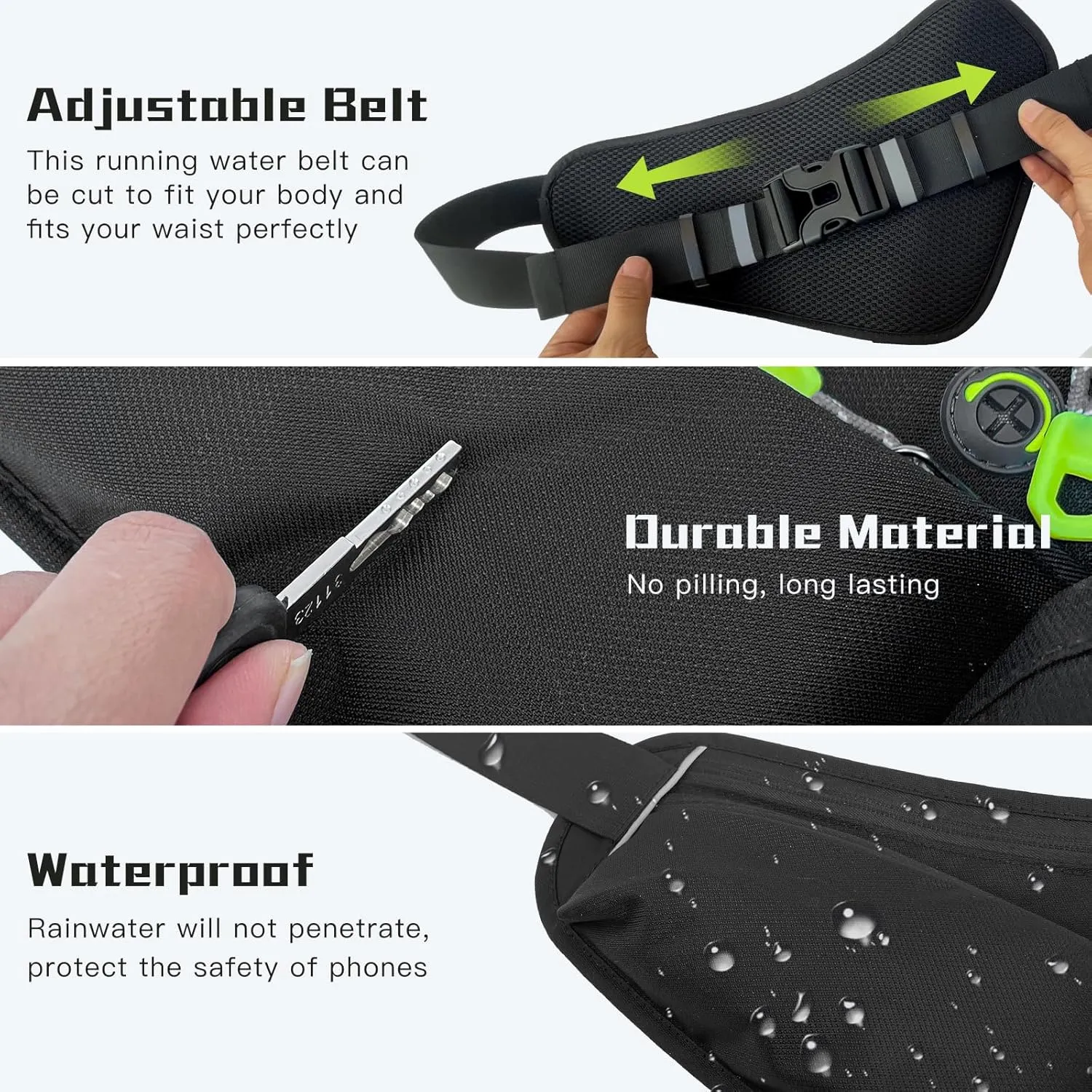 PYFK Running Belt Hydration Waist Pack with Water Bottle Holder for Men Women Waist Pouch Fanny Bag Reflective