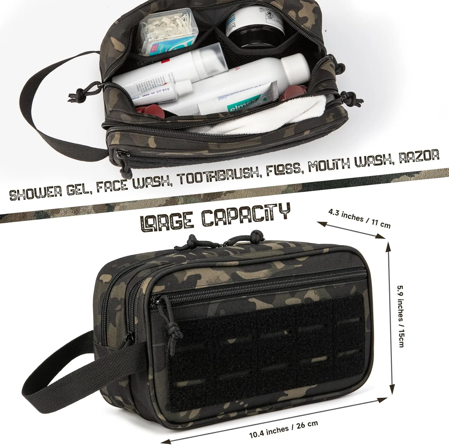 QT&QY Tactical Toiletry Bag For Men Hygiene Bag EDC Military Tool Molle Pouches Small Dopp Kit Mens Shaving Kit Travel shower Bags