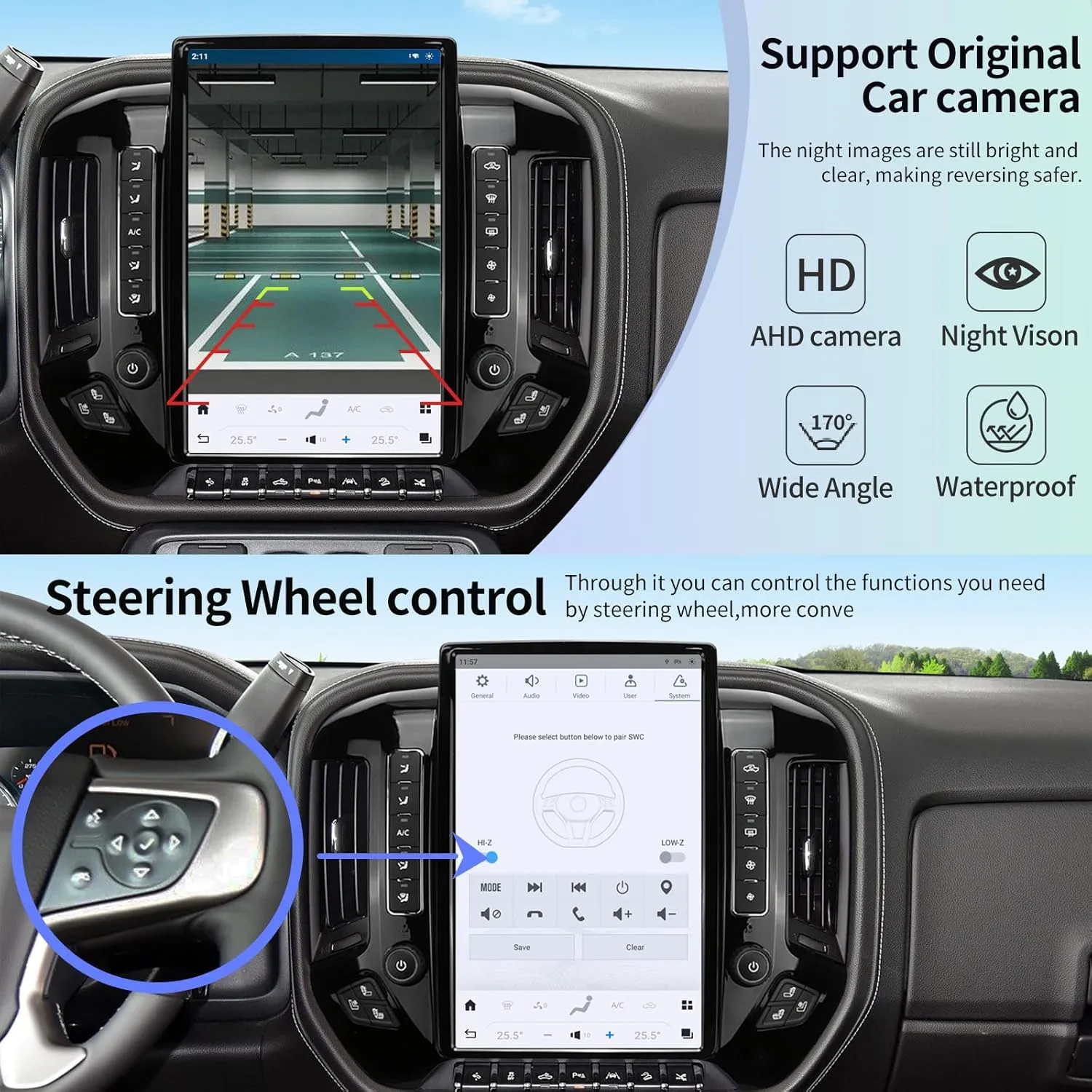 Qualcomm Android Car Radio for Chevrolet Silverado GMC Sierra 2014-2019 Stereo Replacement Head Unit 14.4 Inch 2K IPS Touch Screen Tesla Style Carplay Android Auto GPS Navigation OEM 8 Inch (Black)