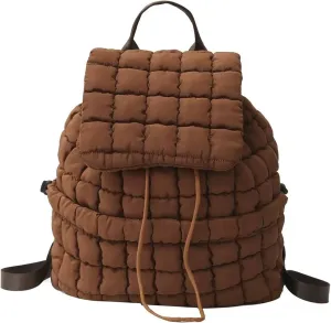 Quilted Puffer Backpack Purse for Women,Fashion Lightweight Backpack Rucksack Bag for Travel Hiking Gymming (Camel)