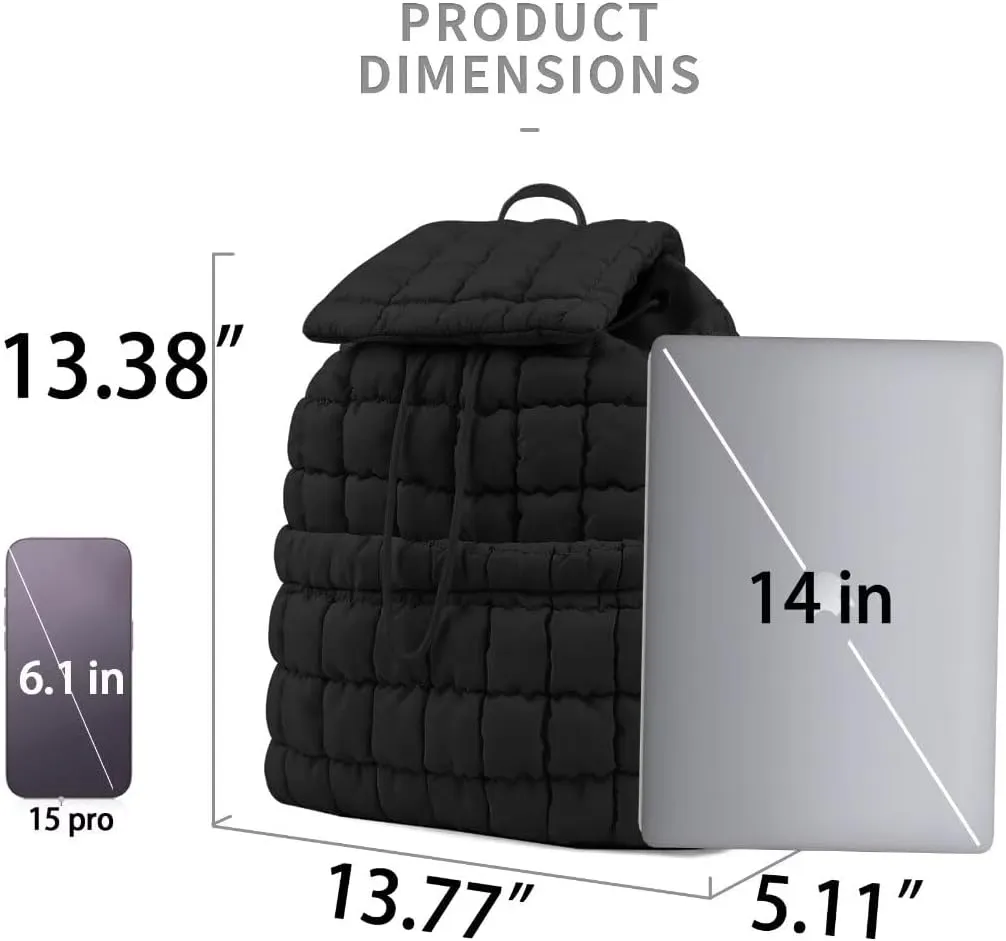 Quilted Puffer Backpack Purse for Women,Fashion Lightweight Backpack Rucksack Bag for Travel Hiking Gymming