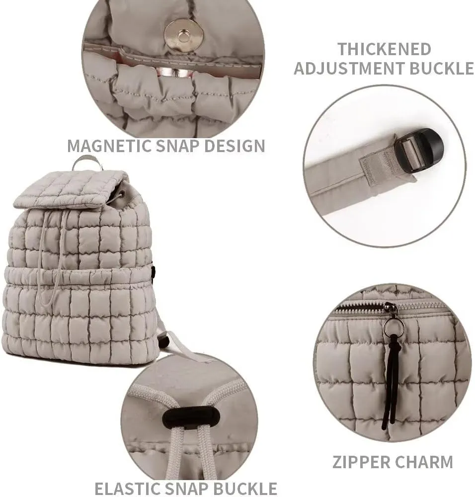 Quilted Puffer Backpack Purse for Women,Fashion Lightweight Backpack Rucksack Bag for Travel Hiking Gymming