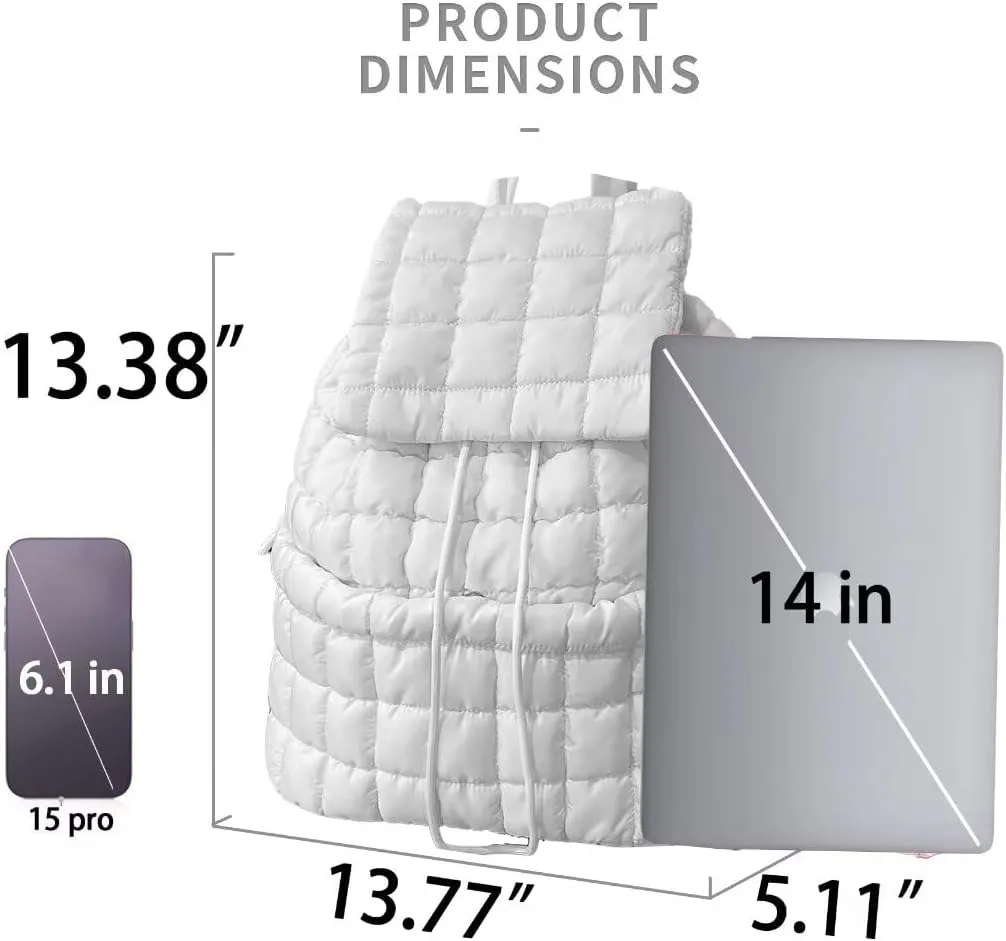 Quilted Puffer Backpack Purse for Women,Fashion Lightweight Backpack Rucksack Bag for Travel Hiking Gymming