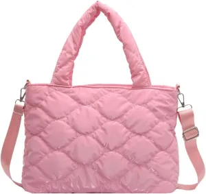 Quilted Puffer Tote Bag for Women Large Shoulder Crossbody Bag Padding Down Cotton Soft Work Handbag Top Handle Purse