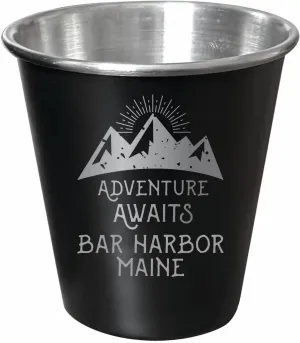 R and R Imports Bar Harbor Maine Souvenir Engraved 2 oz Black Matte Shot Glass with Gift Bag Adventure Awaits 4-Pack