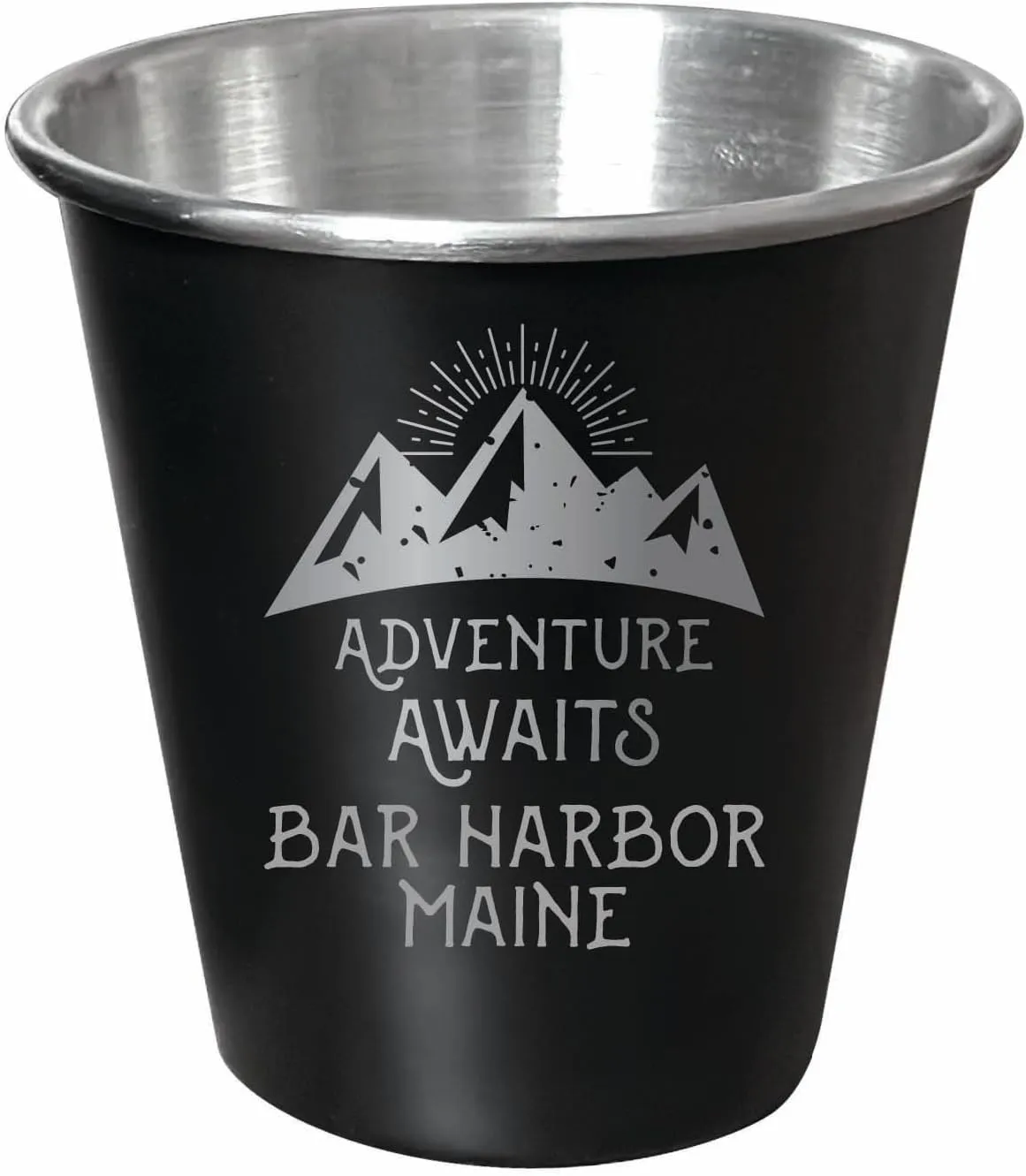 R and R Imports Bar Harbor Maine Souvenir Engraved 2 oz Black Matte Shot Glass with Gift Bag Adventure Awaits 4-Pack