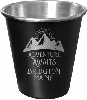 R and R Imports Bridgton Maine Souvenir Engraved 2 oz Black Matte Shot Glass with Gift Bag Adventure Awaits 4-Pack