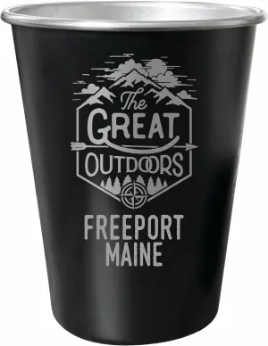 R and R Imports Freeport Maine Souvenir Engraved 8 oz Black Matte Tin Cup with Gift Bag the Great Outdoors 4-Pack