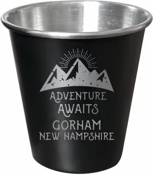 R and R Imports Gorham New Hampshire Souvenir Engraved 2 oz Black Matte Shot Glass with Gift Bag Adventure Awaits 4-Pack