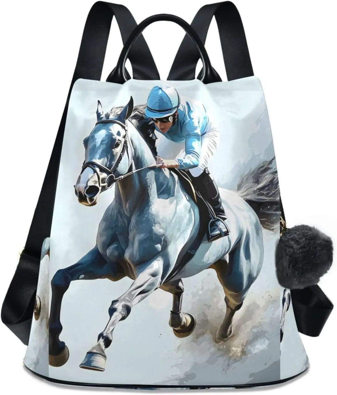 Race Horse Backpack for Women Anti Theft Large Fashion Travel Shoulder Bag Purse Rucksack Lightweight