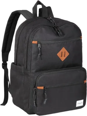 RAVUO School Backpack, Classic Lightweight Bookbag for Men Water Resistant Women Daypack Bag with Multi Pockets for High School,College,Travel,Work Black